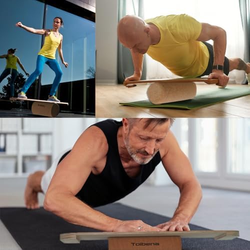 **Balance Board Trainer for Adults & Kids - Hockey Snowboard Wobble Board, Wood Made, 450lbs Core Trainer** | **Hockey