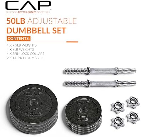CAP Barbell Adjustable Dumbbell Weight Set for Home Gym Fitness Lovers | Ideal for Home Workouts and Muscle Building |
