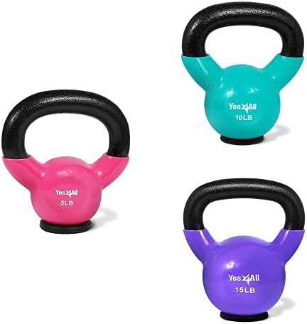 Yes4All Rubber Base Kettlebells for WomenStrength Training (10-65 lbs) Yes4All Kettlebells for Women Fitness Rubber Ba
