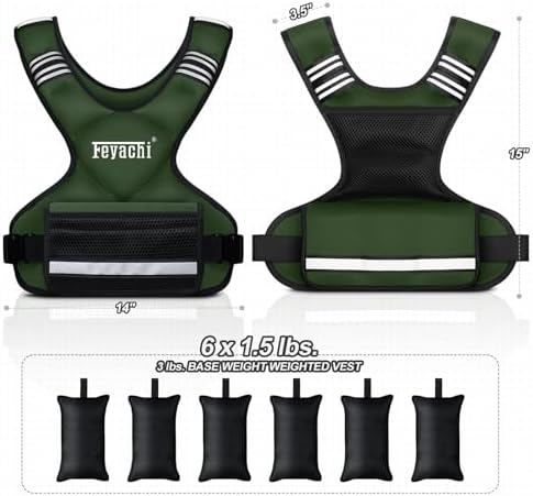 Feyachi Adjustable Weighted Vest for Running Workout and Training - 3-12 lbs / 12-20 lbs / 20-32 lbs - Reflective Design