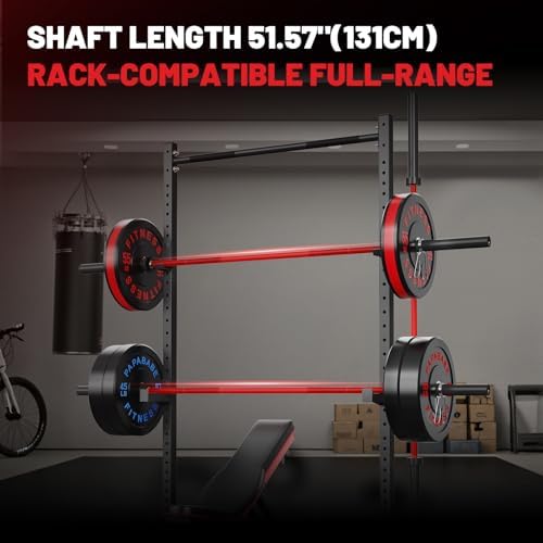 Papababe Olympic Barbell 45lb Weight Bar for Strength Training and Gym Use with 1000lb Weight Capacity Chrome/Zinc Plati