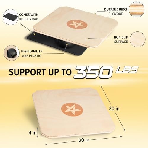 Yes4All Professional Anti-Slip Rocker Board for Leg Workout and Standing Desk Use | Yes4All 350LBS Wood Balance Board,