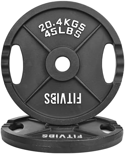 Fitvids Cast Iron Weight Plate for Strength Training and Weightlifting, Multiple Sizes | Fitvids 2-Inch Olympic Plate f