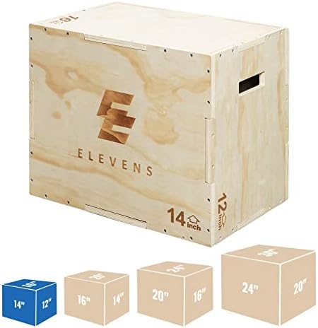 Elevens 3 in 1 Wooden Plyo Box Jump Box for Jumping, Lunges, and Box Jumps Enthusiasts | Elevens Plyometric Box for Tra