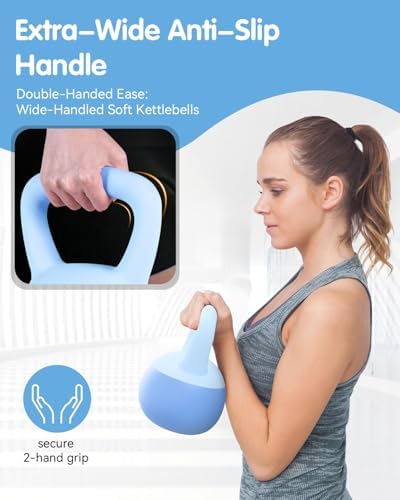 Cushioned Impact-Resistant Base Kettlebell for Home Workouts, Anti-Slip Grip Weight for Women & Men, Safe Strength Train
