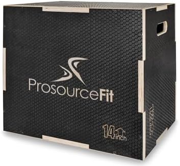 ProsourceFit 3-in-1 Wood Power Grip Non-Slip Plyometric Jump Box for Crossfit Enthusiasts, Home Gym Use, Black, 16L x 12