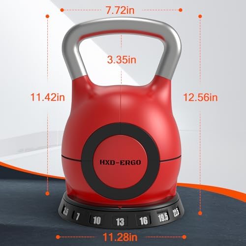 Quickly Adjusts 7 Weights HXD-Ergo Adjustable Kettlebell Set for Home Gym Enthusiasts | Ergonomic Kettlebell Set HXD-Er