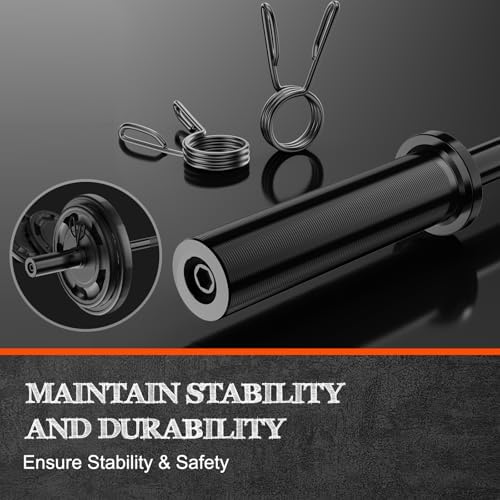 Olympic Barbell 57" for Weight Lifting Home Gym Bench Press Squats Home Workout 2 Spring Collars 500lb Capacity