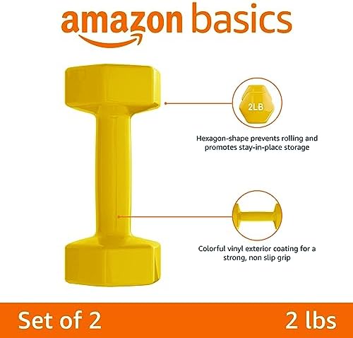 Amazon Basics Vinyl Coated Dumbbell Hand Weights for Home Gym Fitness Lovers | Amazon Basics Vinyl Coated Dumbbell Hand