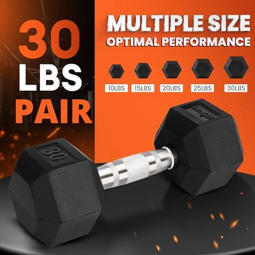 Yes4All Chrome/Rubber Grip Encased Hex Dumbbells – Fitness Equipment For Home/Gym Use –Perfect for Beginners and Advance