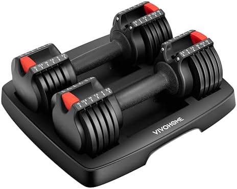 VIVOHOME Adjustable Weights Dumbbells for Men Women Home Gym Black VIVOHOME Anti-Slip Handle Dumbbells Set of 2 for Ho