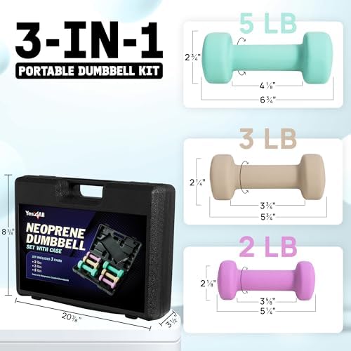 Yes4All Neoprene Coated Dumbbell Hand Weight Sets - Multiple Weight Options - Workout Equipment for Home Gym, Athletes,