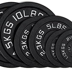 Cast Iron 2-Inch Olympic Weight Plates Set for Strength Training, Barbell Free Weight Plate Set for Weightlifting at Hom