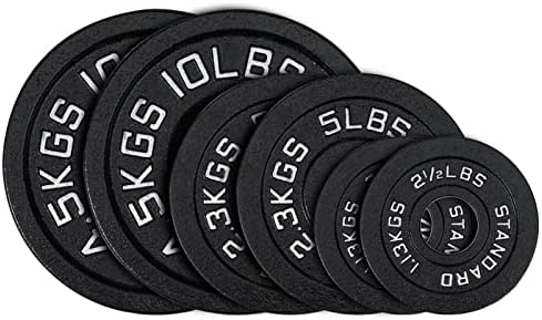 Cast Iron 2-Inch Olympic Weight Plates Set for Strength Training, Barbell Free Weight Plate Set for Weightlifting at Hom