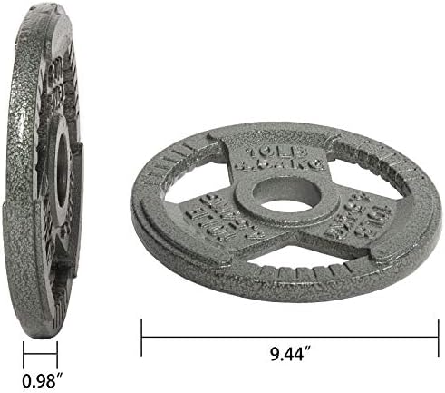 Fitvids Olympic Cast Iron Weight Plates 255 Pounds Set for Strength Training & Weightlifting, 2-Inch Spindle, Multiple P