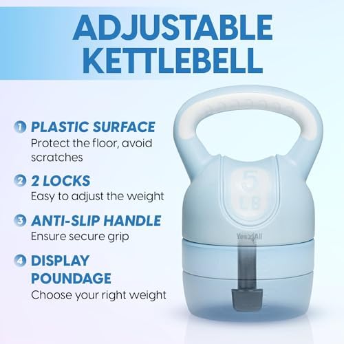 Yes4All Adjustable Kettlebell Set - Strength Training Kettlebells for Versatile Workouts - Adjustable Weight Kettlebells