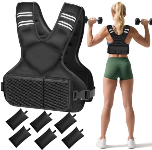 Adjustable Weighted Vest for Men and Women, 4-10lb with 6 Irongsand Weights, Strength Training Vest for Fitness and Runn