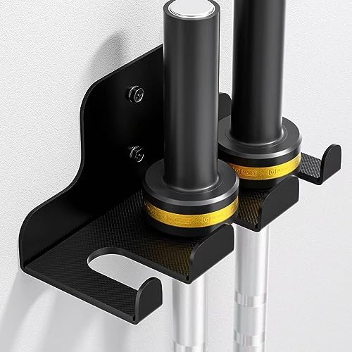 Olympic Barbell Hanger, Garage Gym Bar Wall Rack, Space Saving Home Gym Accessory