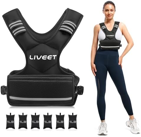 Weighted Vest for Women and Men 4-20lb Adjustable, Running Vest with Reflective Strips and Buckle Straps Weighted Vest