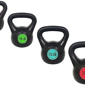Fitvids Wide Grip 3-Piece Kettlebell Exercise Set for Home Workouts, Includes 5 lbs, 10 lbs, 15 lbs and 20 lbs Weights,