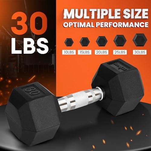 Yes4All Chrome Grip Encased Hex Dumbbells - Anti-Slip Hand Weights 5-50 LBS Single