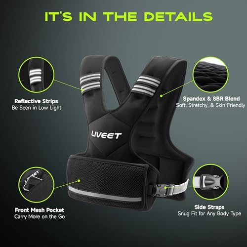 Weighted Vest for Women and Men 4-20lb Adjustable, Running Vest with Reflective Strips and Buckle Straps Weighted Vest