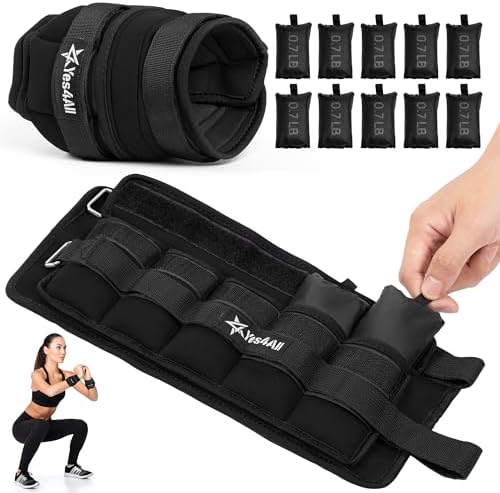 Yes4All Adjustable Wrist & Ankle Weights - Fitness & Strength Training for Women & Men, Versatile Colors - |5 LB Pair, P