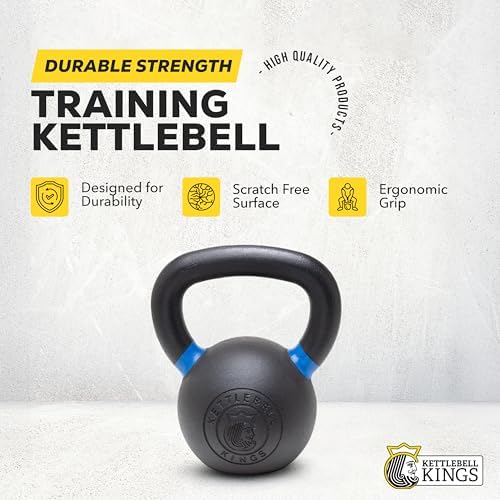 Kettlebell Kings Powder Coated Kettlebell Weights - 9-97 lb Strength Training Kettlebells for Men and Women - Home Gym E