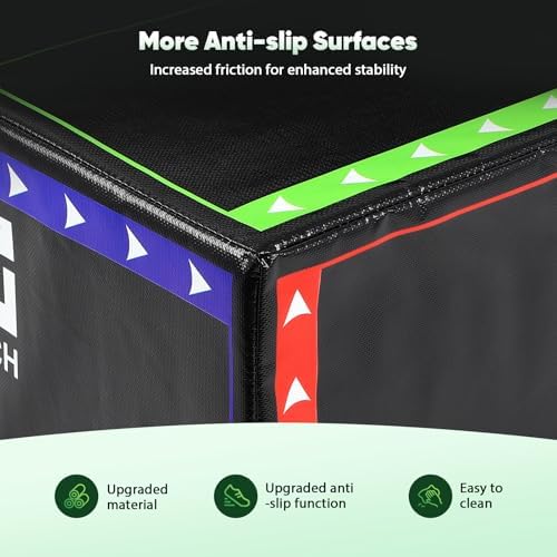 3-in-1 Plyometric Box Set - High-Density EPE & Compressed Foam Jump Box for Home Gym & HIIT & CrossFit - Non-Slip Box Ju