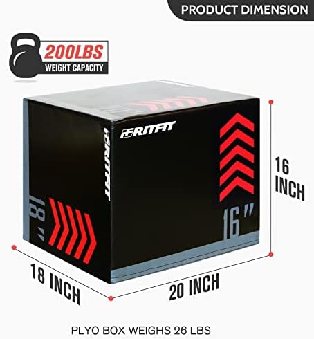 RitFit 3 in 1 Plyo Box Heavy Duty High Density Foam Jumping Box 20"x18"x16" Home Gym Fitness 440lb Weight Capacity