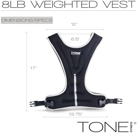 Tone Fitness Weighted Vest for Home Workouts or Outdoor Training - 8lb or 12lb, Adjustable Fit for Men and Women | Tone