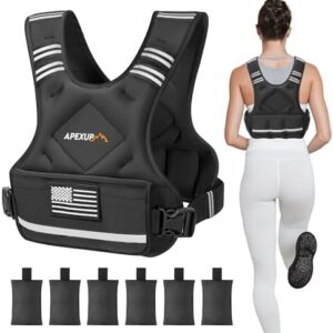 APEXUP Adjustable Weighted Vest for Strength Training Men Women, Running and Walking, 4-10lb/12-18lb/20-32lb Vest with 6