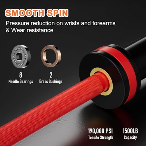 Olympic Barbell 7ft 45LB for Weightlifting Powerlifting, Home Gym Strength Training, Squats Deadlifts Presses Rows Curls