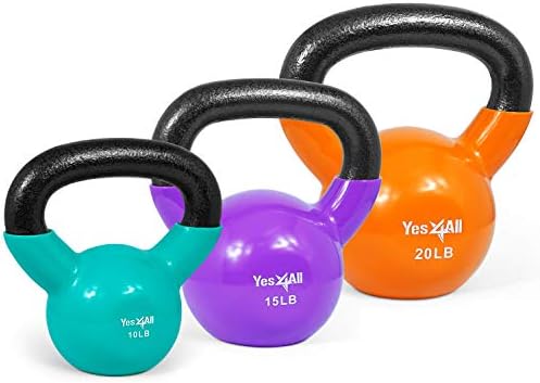 Yes4All Kettlebell, Stable Flat Bottom Kettlebell, Cast Iron Sets for Full Body Workout, Push Up, Grip Strength Training