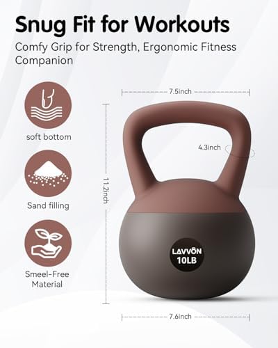 Cushioned Impact-Resistant Base Kettlebell for Home Workouts, Anti-Slip Grip Weight for Women & Men, Safe Strength Train