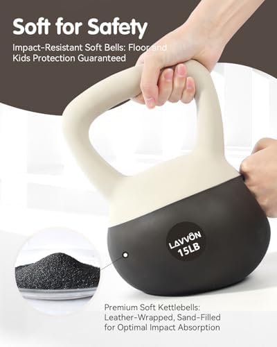 Cushioned Impact-Resistant Base Kettlebell for Home Workouts, Anti-Slip Grip Weight for Women & Men, Safe Strength Train