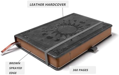 Classic Lined Writing Daily Journal for Men & Women - 360 Pages Hardcover Notebook with Vintage Sun & Moon Design, Blue