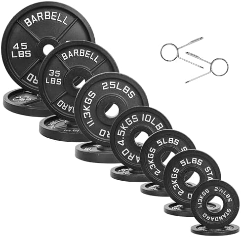 Fitvids Olympic Cast Iron Weight Plates for Strength Training & Weightlifting Home Gym | Fitvids 255 Pounds Olympic Cas
