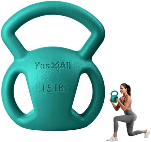 Yes4All Kettlebell, Strength Training Kettlebells for Women, Wide Multi-grip Textured Handle for Home Gym Exercises & Fu