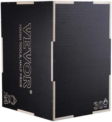 VEVOR 3 in 1 Plyometric Jump Box for Home Gym Training and Conditioning, Easy-to-Assemble Wood Plyo Box, Jumping Trainer