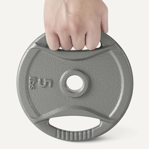 Amazon Basics 1-Inch Cast Iron Grip Weight Plates for Home Gyms and Fitness Lovers | Amazon Basics 1-Inch Cast Iron Gri