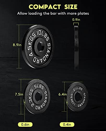 Cast Iron 2-Inch Olympic Weight Plates Set for Strength Training, Barbell Free Weight Plate Set for Weightlifting at Hom