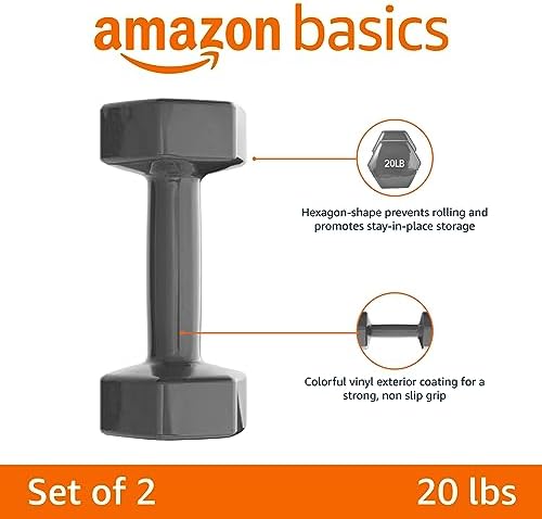 Amazon Basics Vinyl Coated Dumbbell Hand Weights for Home Gym Fitness Lovers | Amazon Basics Vinyl Coated Dumbbell Hand