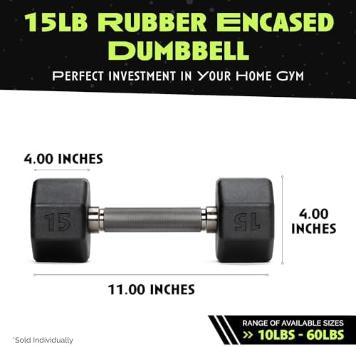 Rubber Coated Dumbbells No Roll Design Easy Grip 10-60 LBS for Strength Training Home Gym