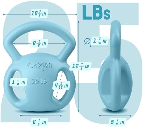Yes4All Kettlebell, Strength Training Kettlebells for Women, Wide Multi-grip Textured Handle for Home Gym Exercises & Fu