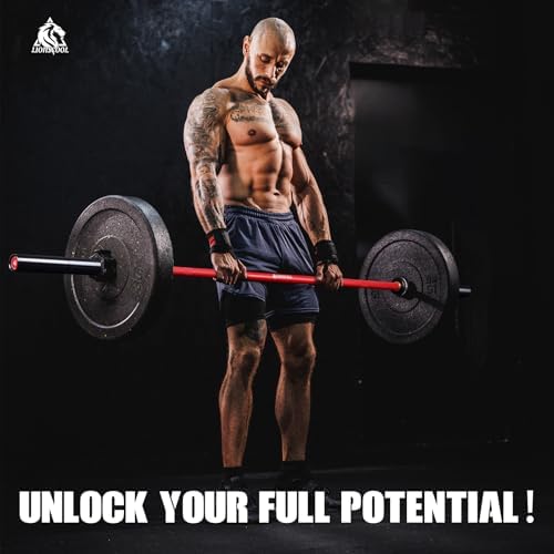 LIONSCOOL Olympic Barbell 7FT for Weightlifting and Powerlifting - 1500lbs Capacity - Strength Training for Squats, Dead