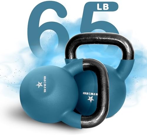 Yes4All Kettlebell - 35 LB Neoprene Coated Cast Iron Kettlebell for Home Gym, Wide Grip Handle & Flat Bottom for Swings