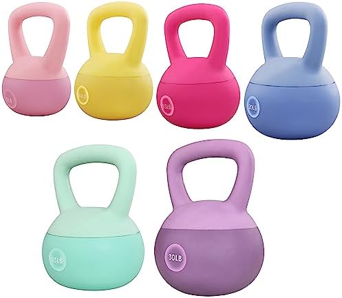 Fitvids Soft Kettlebells - Sea and Iron Sand Filled Weights - Color Coded Soft Vinyl Kettlebells - Multiple Sizes Fitv