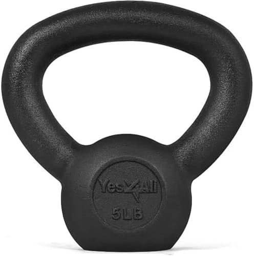 Yes4All Cast Iron Kettlebell, Strength Training Kettlebells 80 Lb (5,10,15,20,25,30,35,40,45,50,60,70,80 Lb) for Full Bo