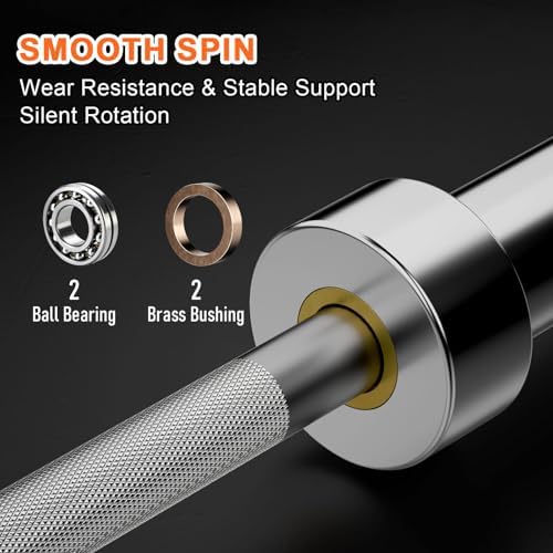 Olympic Barbell 7ft 45LB for Weightlifting Powerlifting, Home Gym Strength Training, Squats Deadlifts Presses Rows Curls